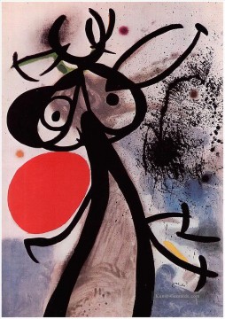 Joan Miró Werke - Femme oiseaux devant le soleil Joan Miró
